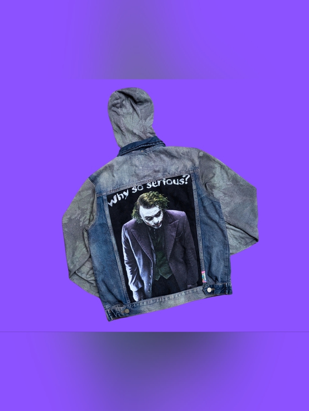 Handmade, Upcycled The Dark Knight, Heath Ledger Joker Denim Jacket Size S